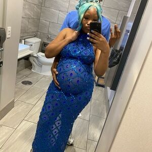 Stunning Blue Beaded Gown